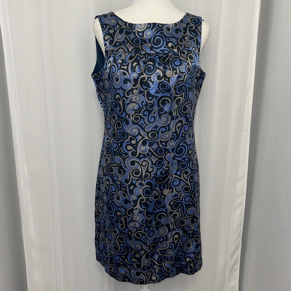 Ann Taylor Blue and Gray Patterned Dress